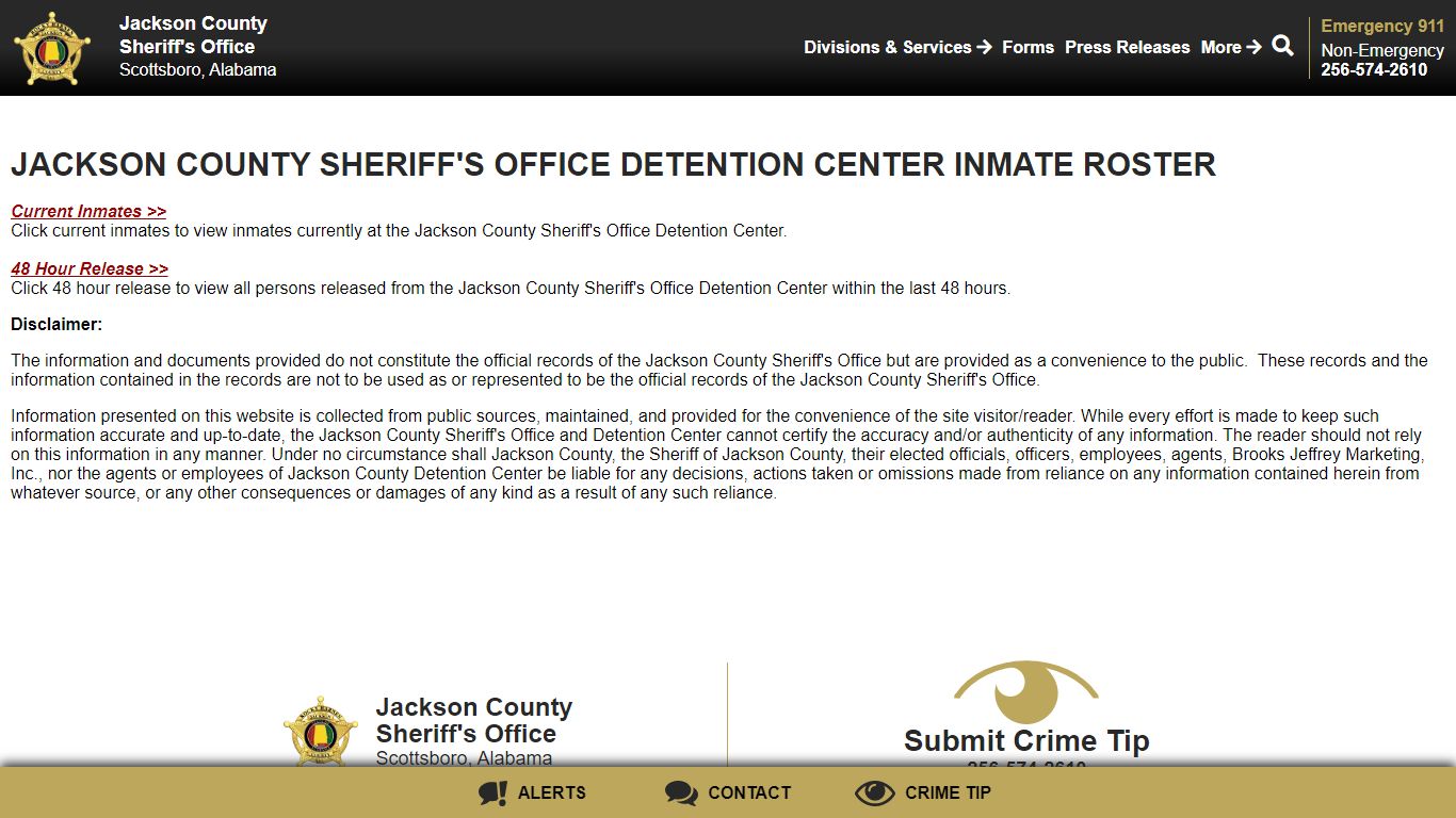 Jackson County Sheriff's Office Detention Center Inmate Roster
